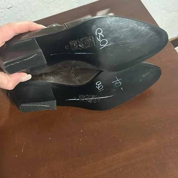 Vintage Black Leather Ankle Boots Retro 80s Slouch Booties Minimalist Boho Chic - Picture 7 of 9